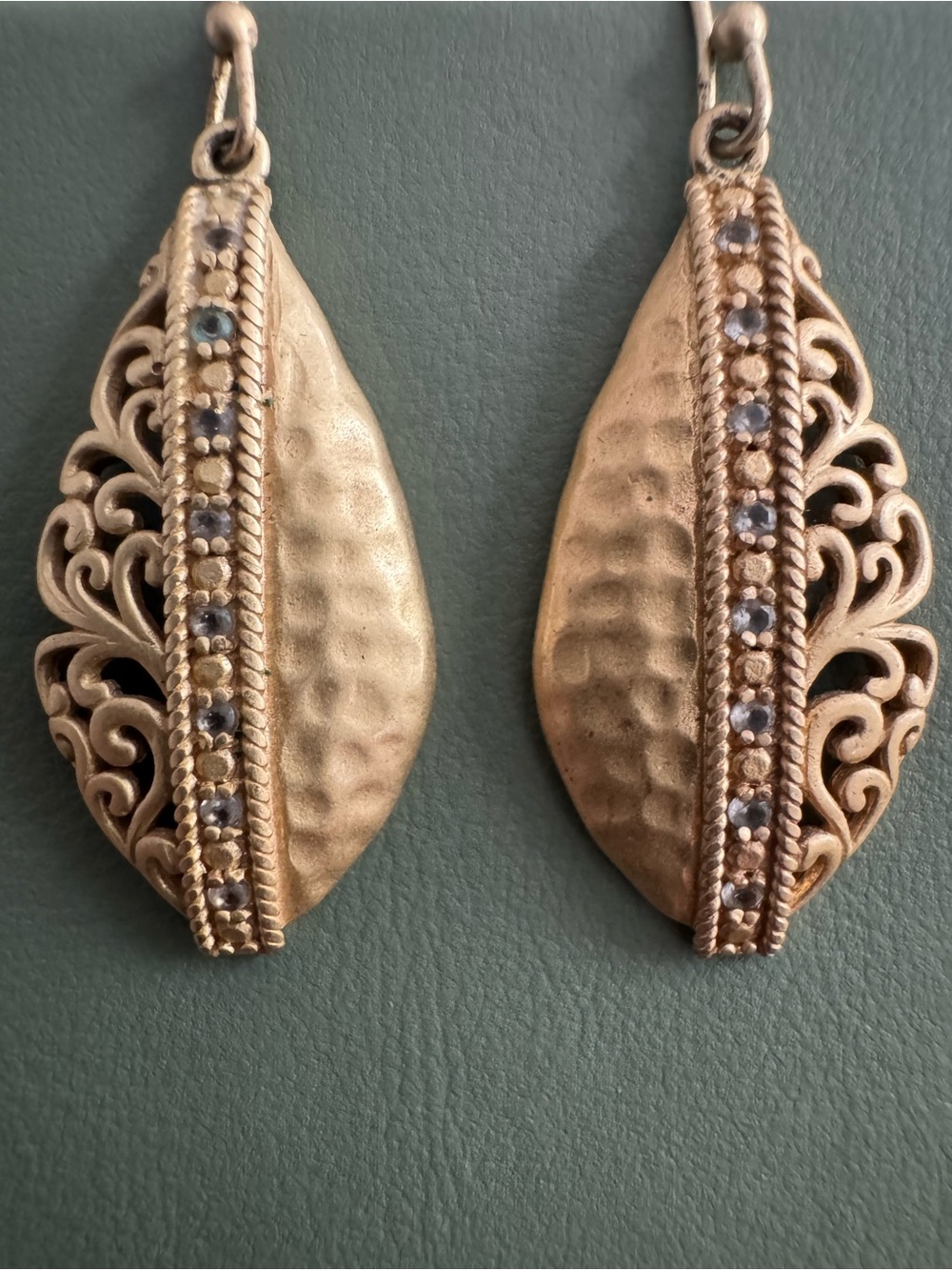 Stamped Kiam Family (Lia Sophia) Antique-Style Filigree Teardrop Earrings